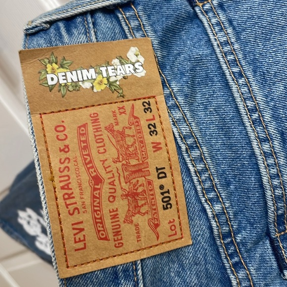 Denim Tears Levi blue flower jeans size 32 like new worn one time - Picture 6 of 7